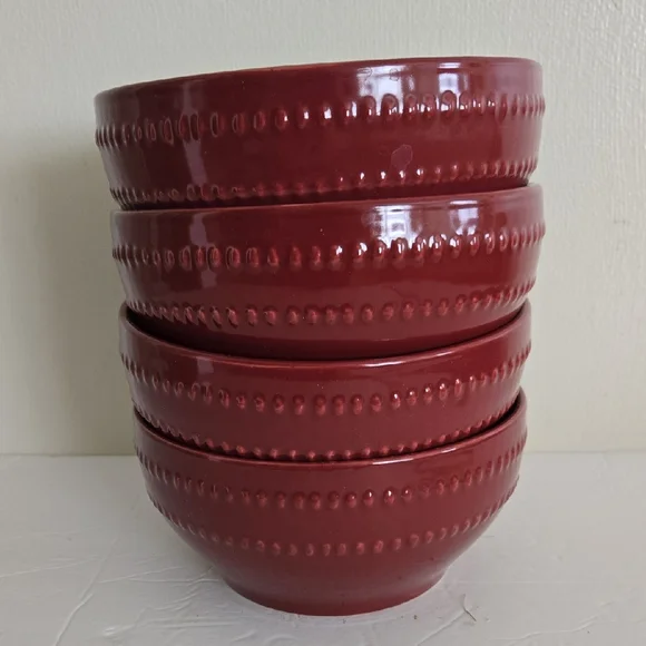 Royal Norfolk Four Cranberry Textured 6" Bowls - Picture 1 of 5